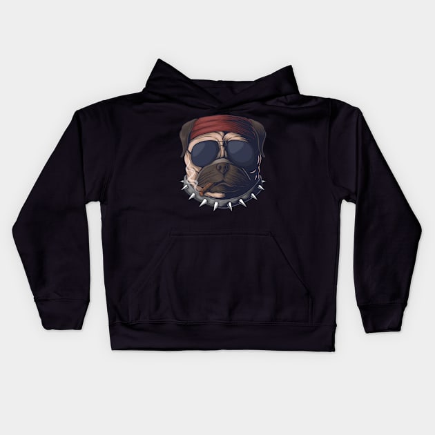 Cool Pitbull With Sunglasses Dog Head Kids Hoodie by ReaBelle